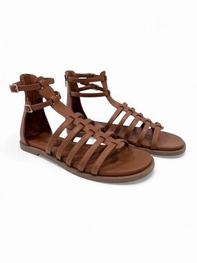 Wild Pair Roman Gladiator Strappy Sandals Ankle Buckle Open Toe Brown 7.5 NEW
